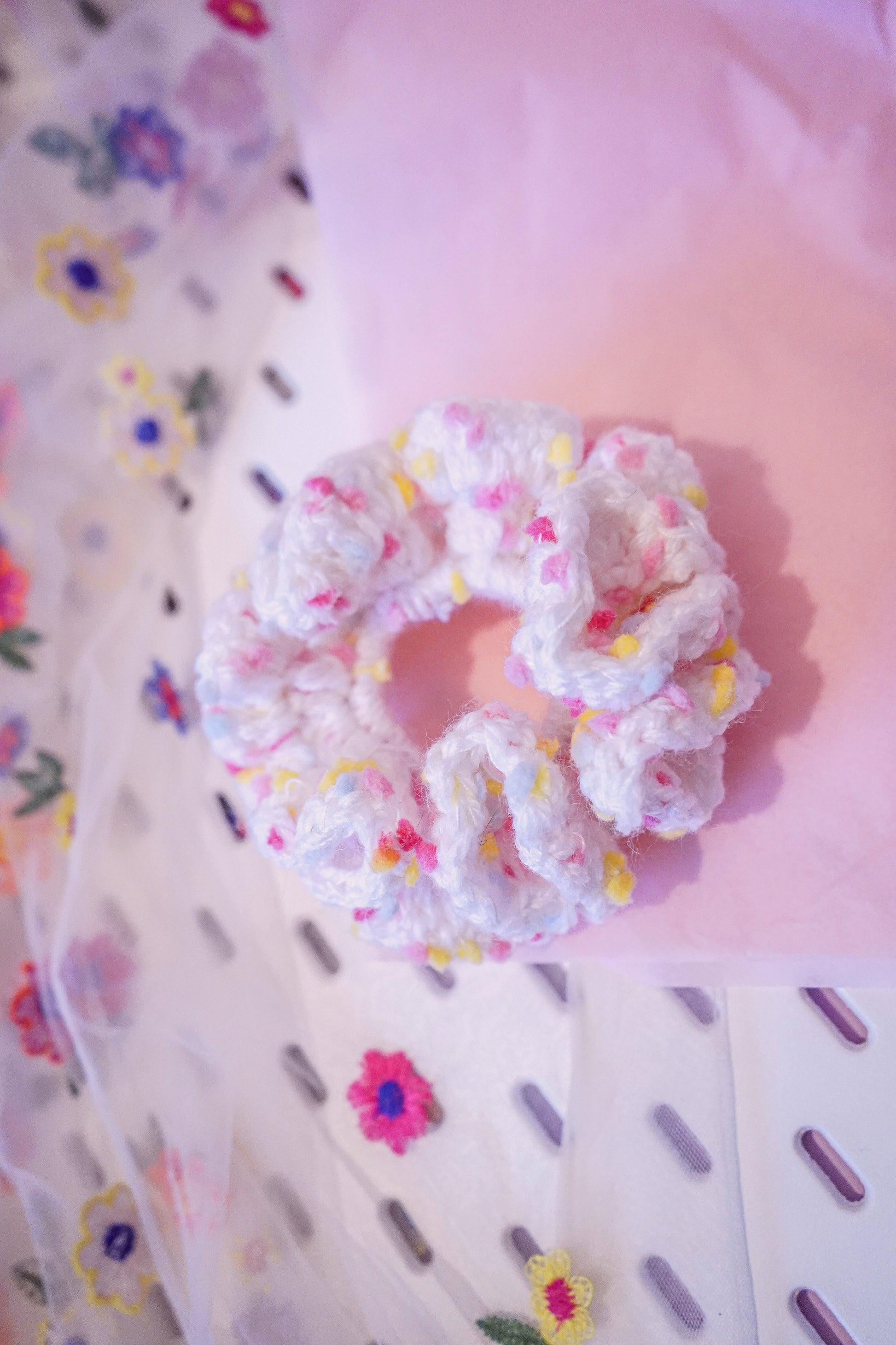 Cotton Candy - Small Crochet Scrunchie
