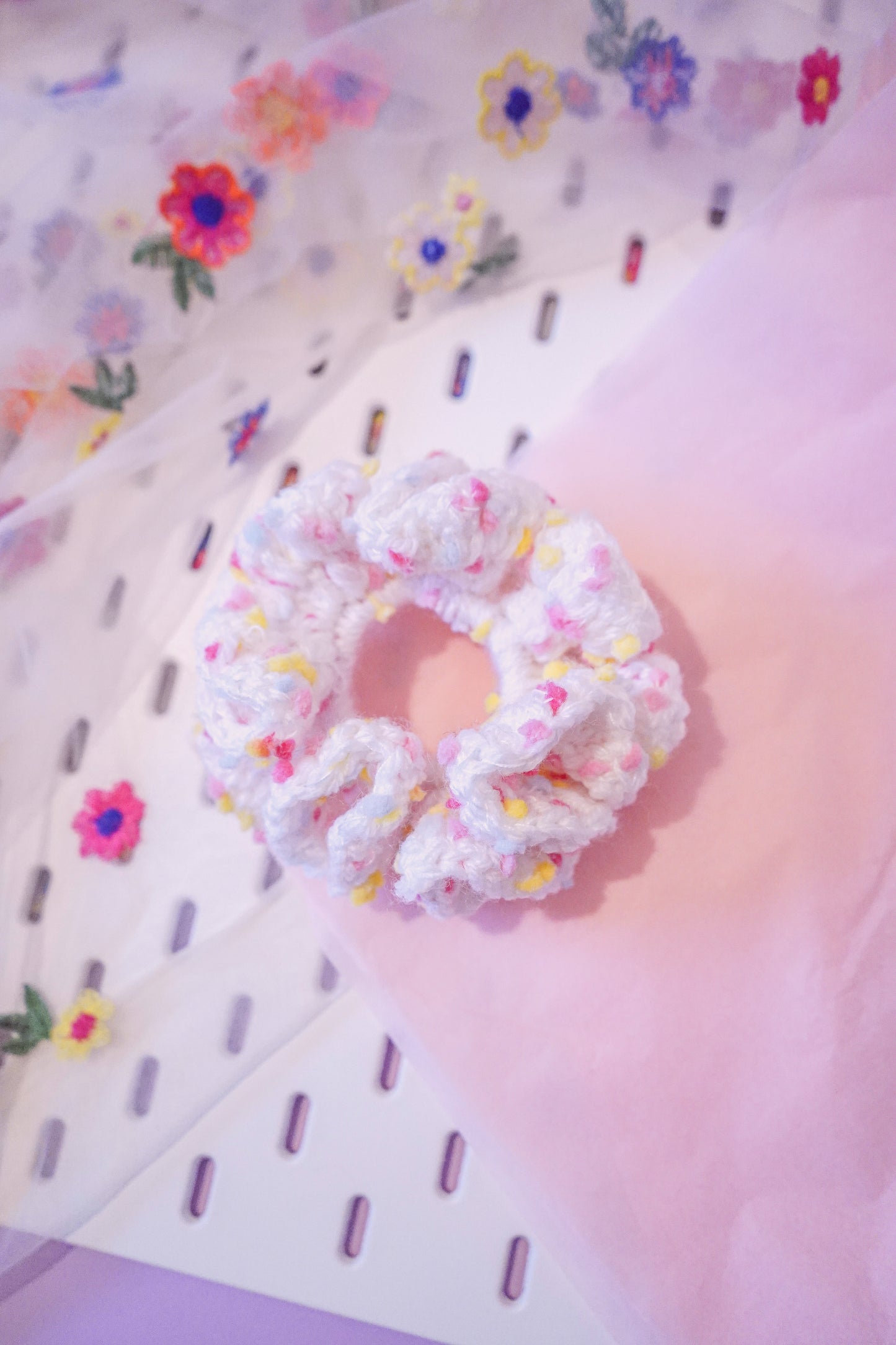 Cotton Candy - Small Crochet Scrunchie