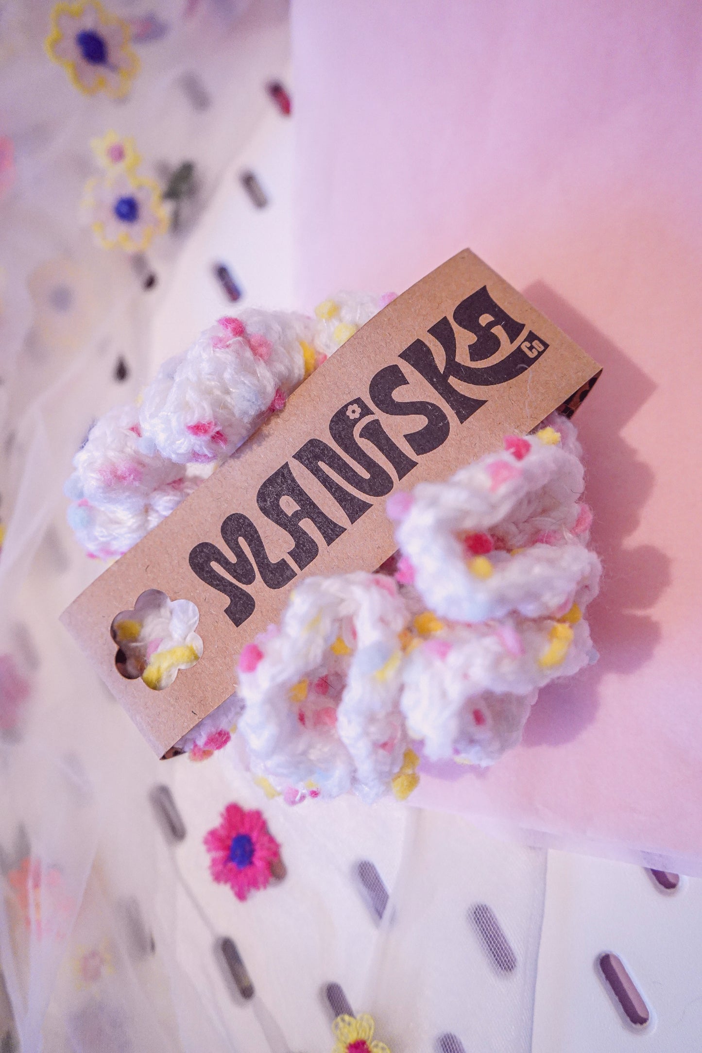 Cotton Candy - Small Crochet Scrunchie