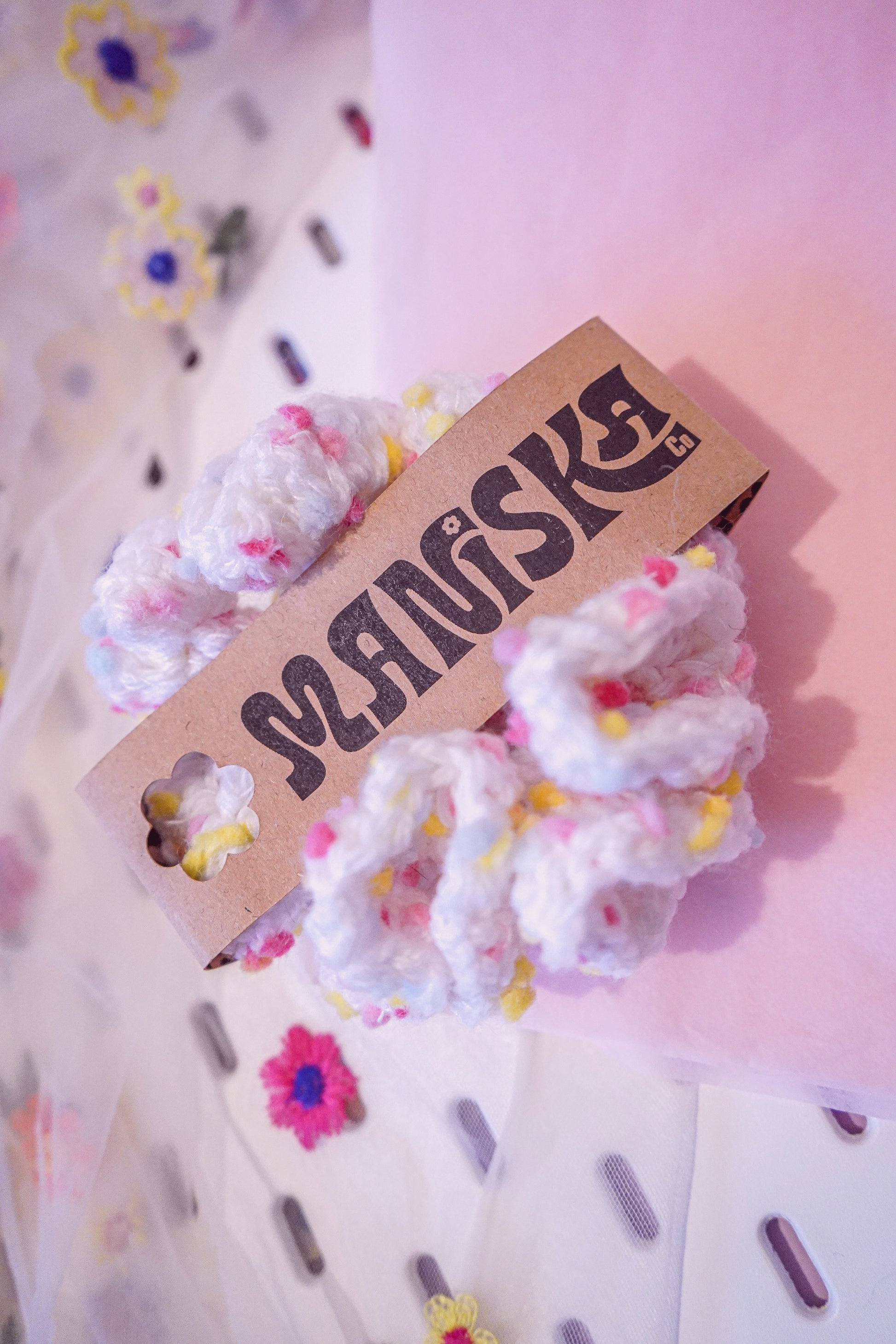 Cotton Candy - Small Crochet Scrunchie