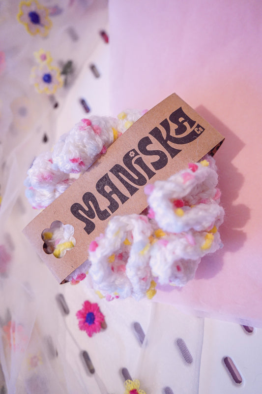 Cotton Candy - Small Crochet Scrunchie