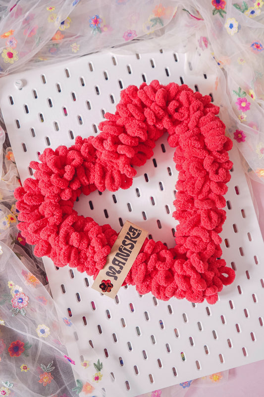 Heart Yarn Wreath - Red