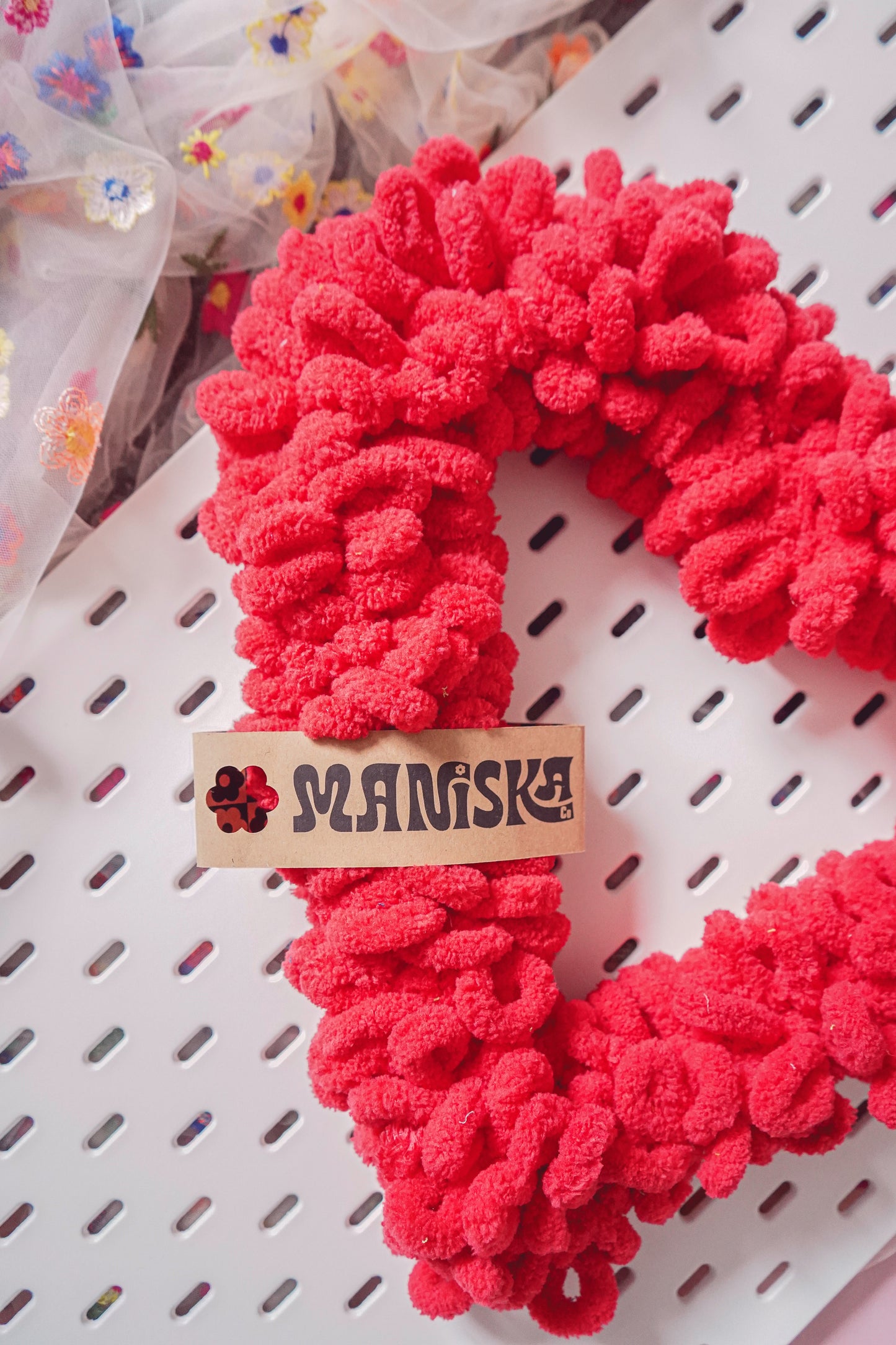 Heart Yarn Wreath - Red