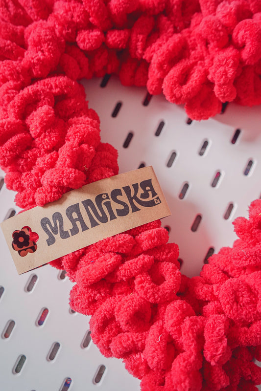 Heart Yarn Wreath - Red