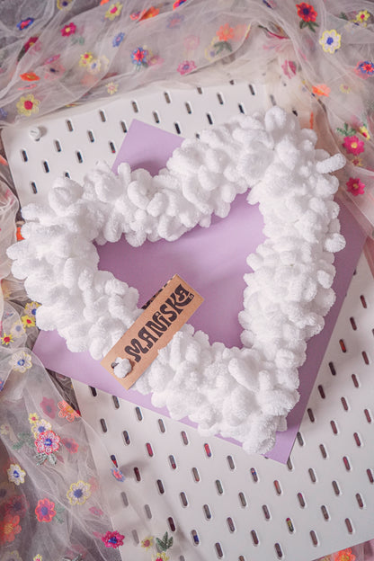 Heart Yarn Wreath - White