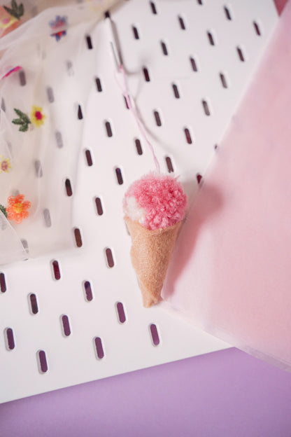 Ice Cream Felt and Yarn - Ornament