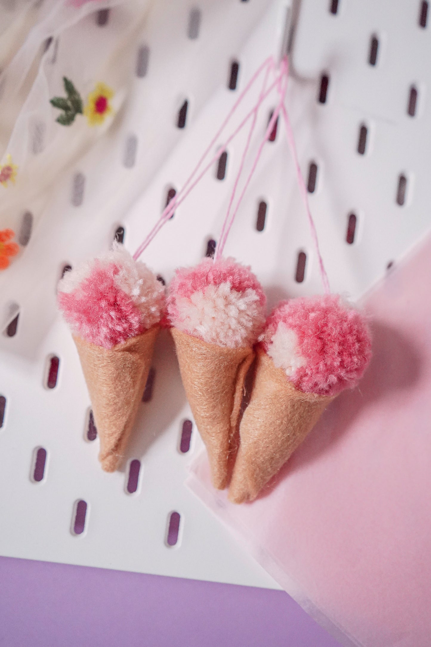 Ice Cream Felt and Yarn - Ornament