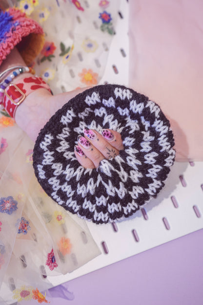 Just a Phase - Black and White Knitted XL Scrunchie 1