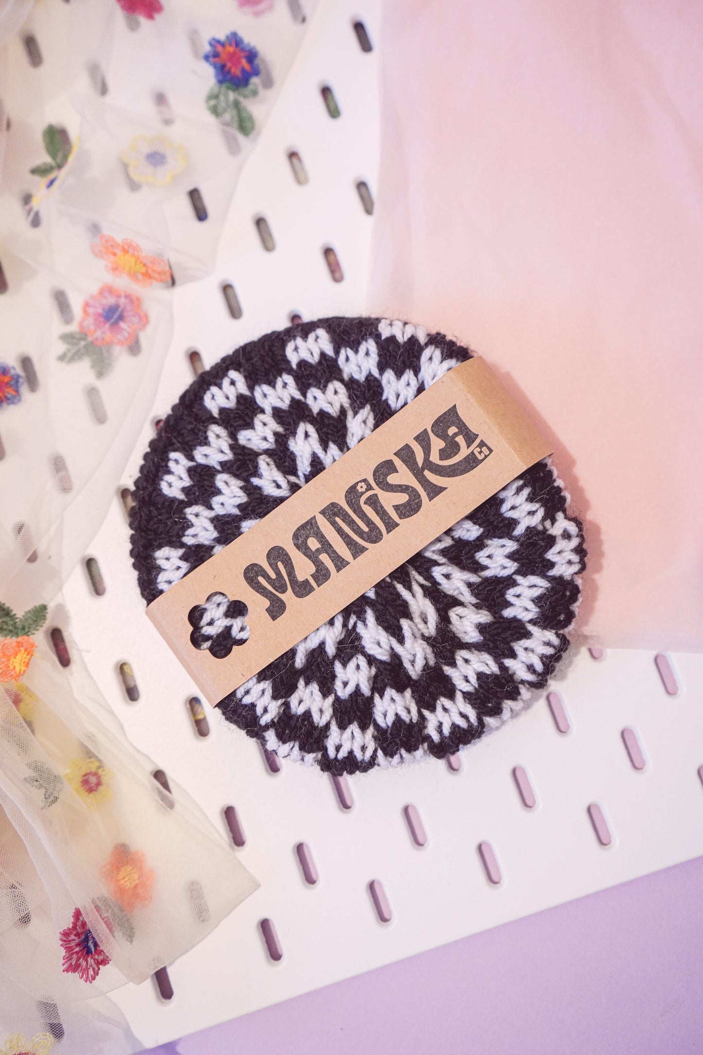 Just a Phase - Black and White Knitted XL Scrunchie
