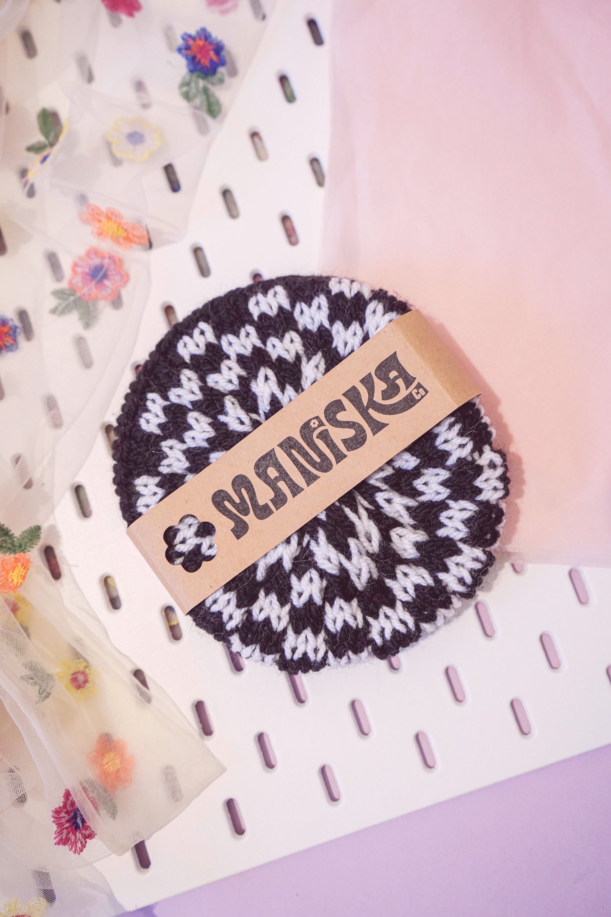 Just a Phase - Black and White Knitted XL Scrunchie