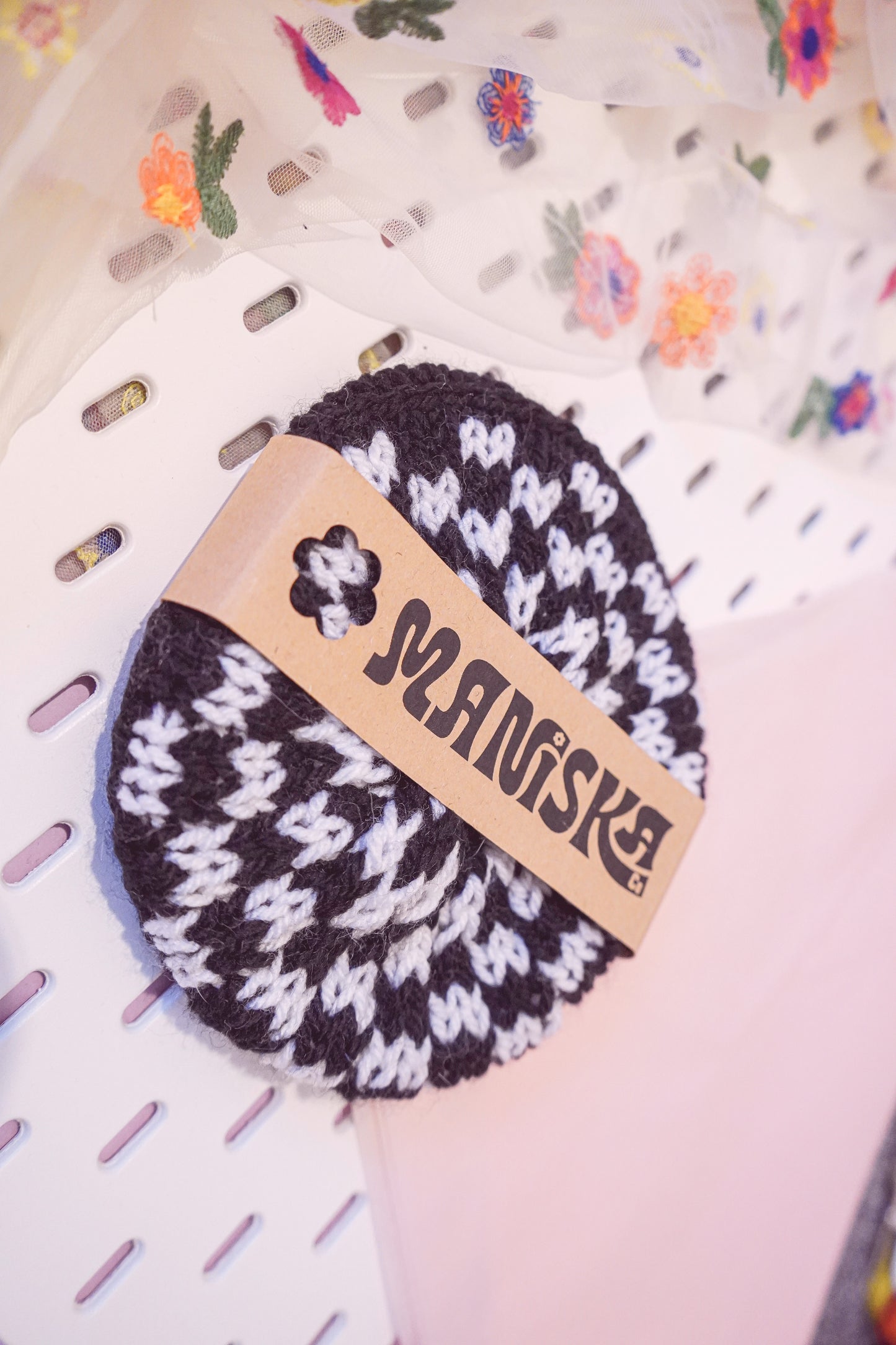 Just a Phase - Black and White Knitted XL Scrunchie