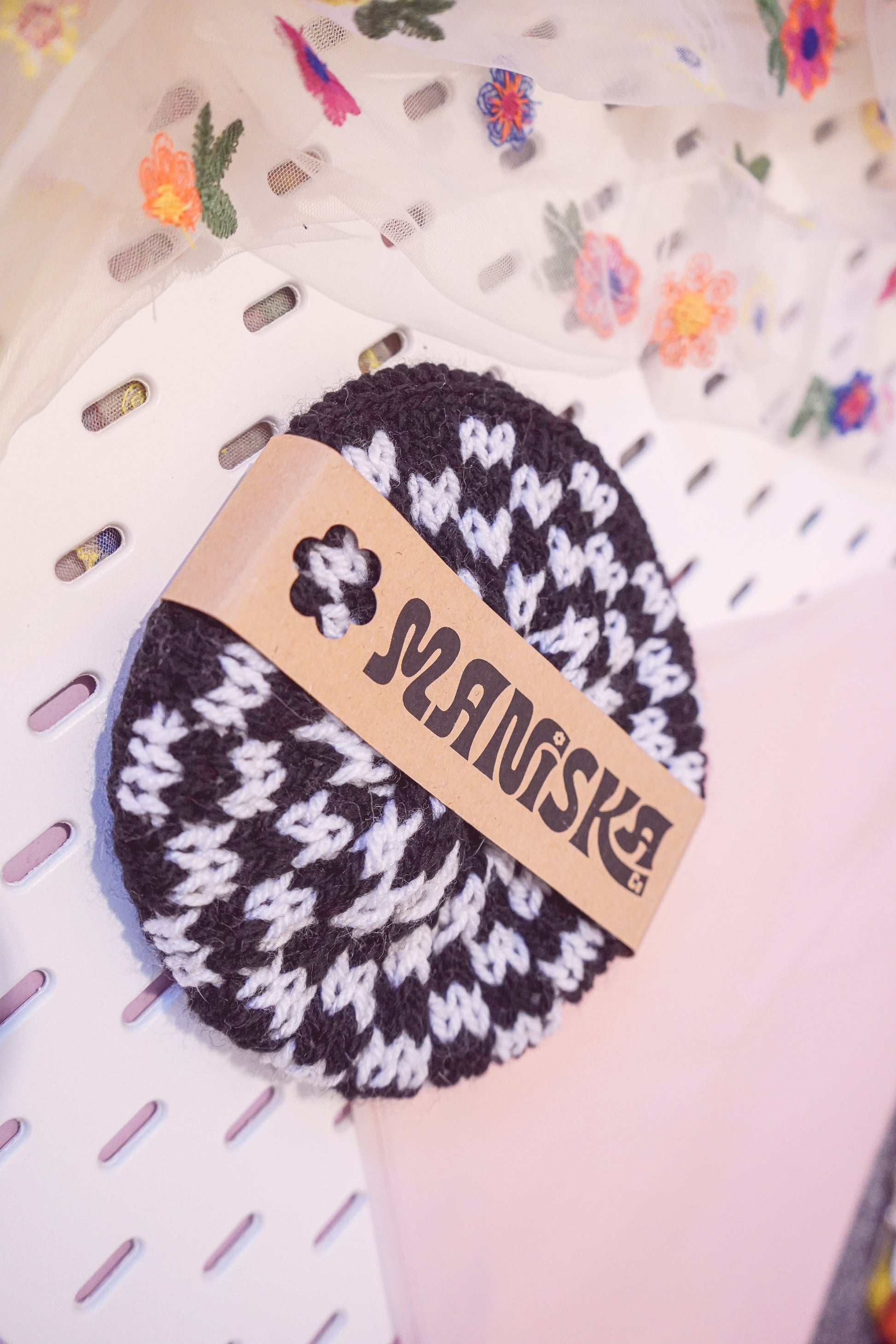Just a Phase - Black and White Knitted XL Scrunchie