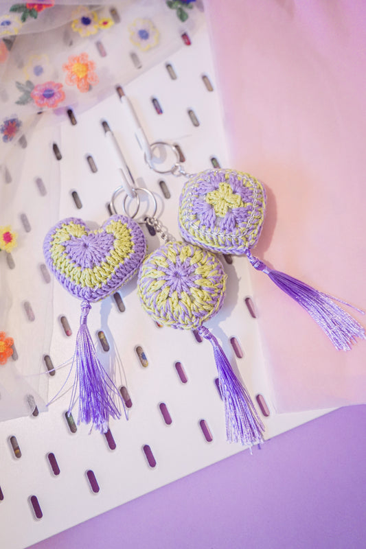 Lavender Garden - Granny Square Keychain