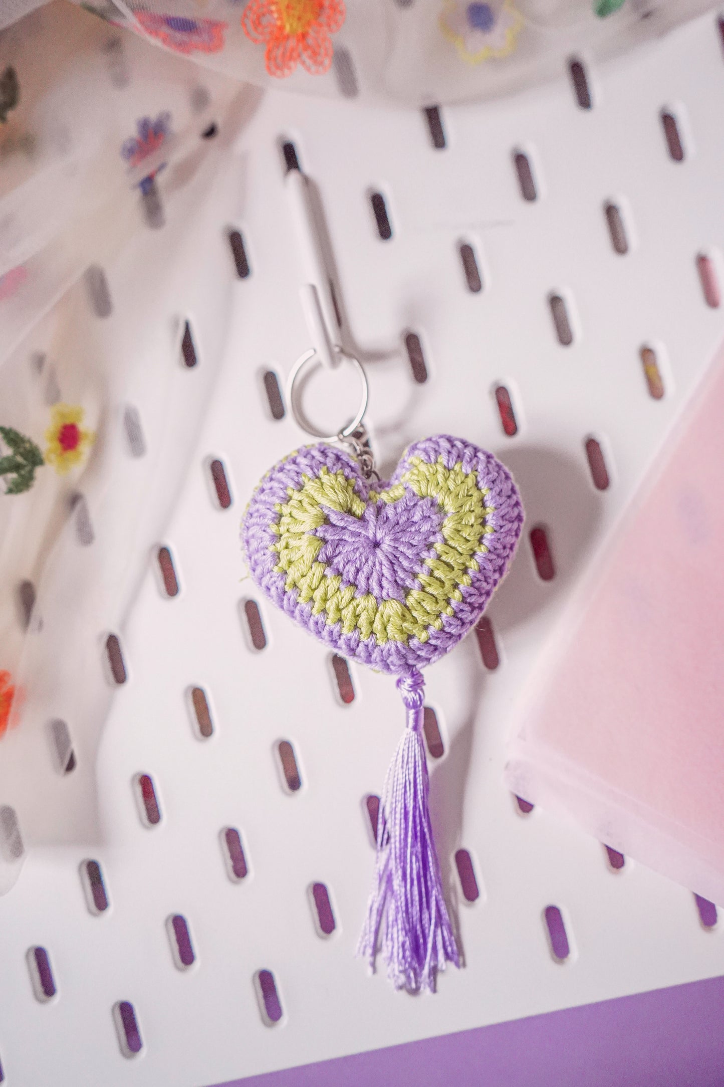 Lavender Garden - Granny Square Keychain