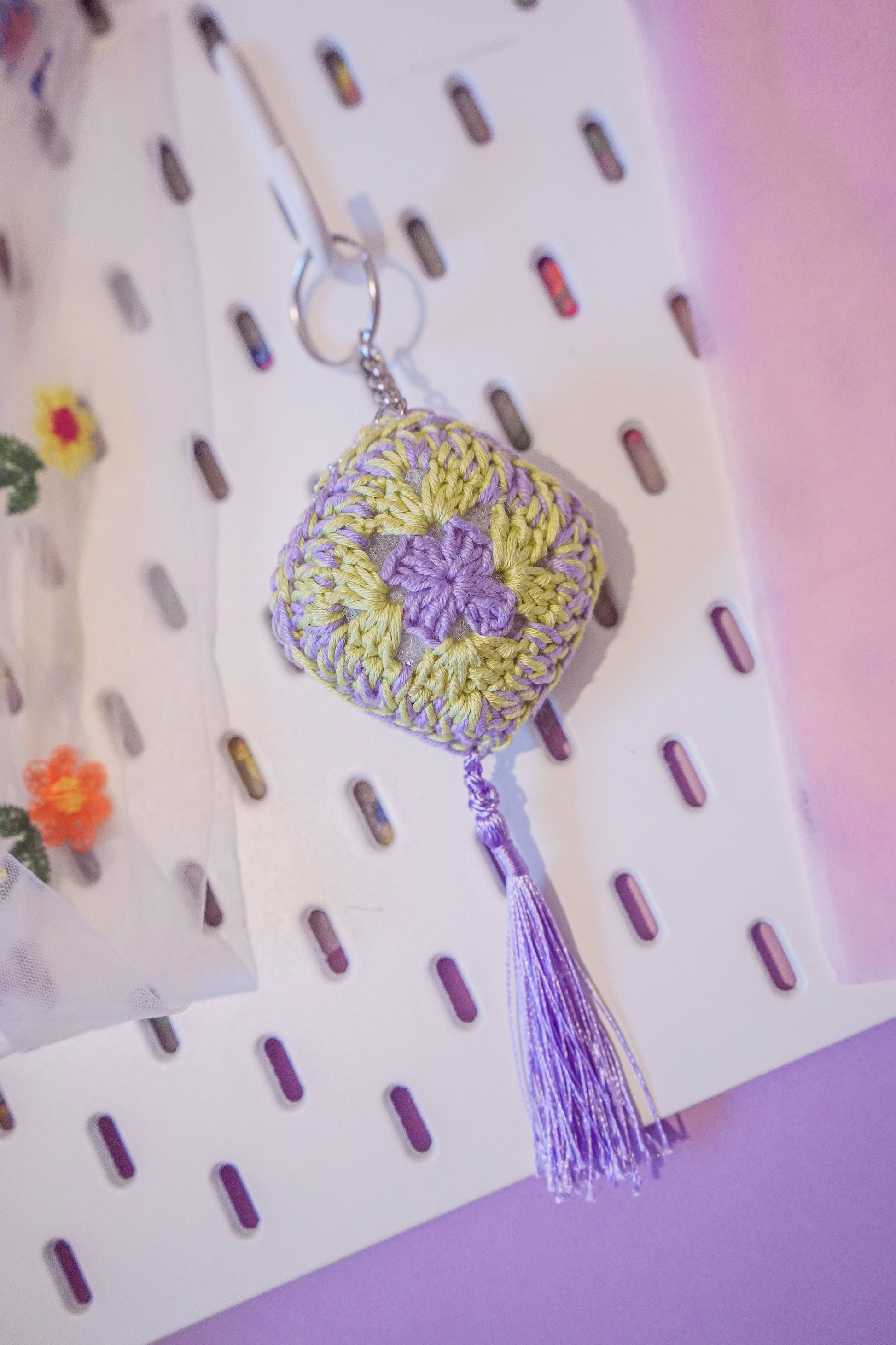 Lavender Garden - Granny Square Keychain