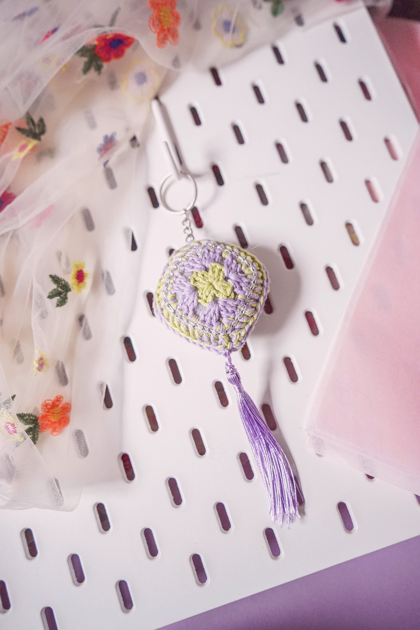 Lavender Garden - Granny Square Keychain