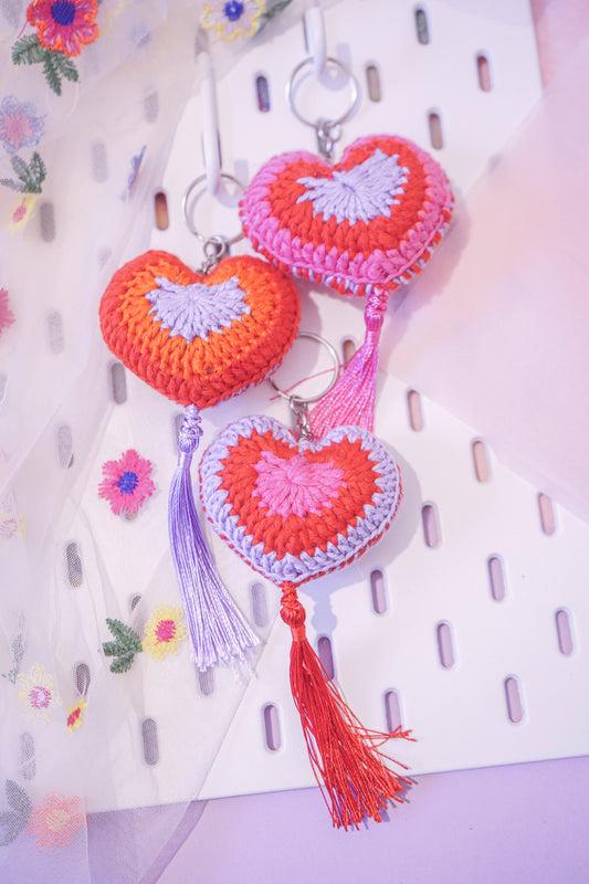 Lover Pink - Heart Granny Square Keychain
