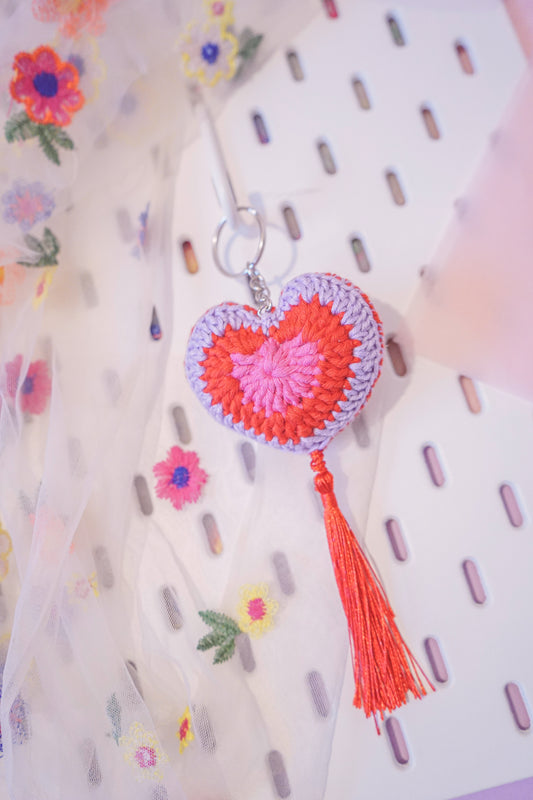Lover Pink - Heart Granny Square Keychain