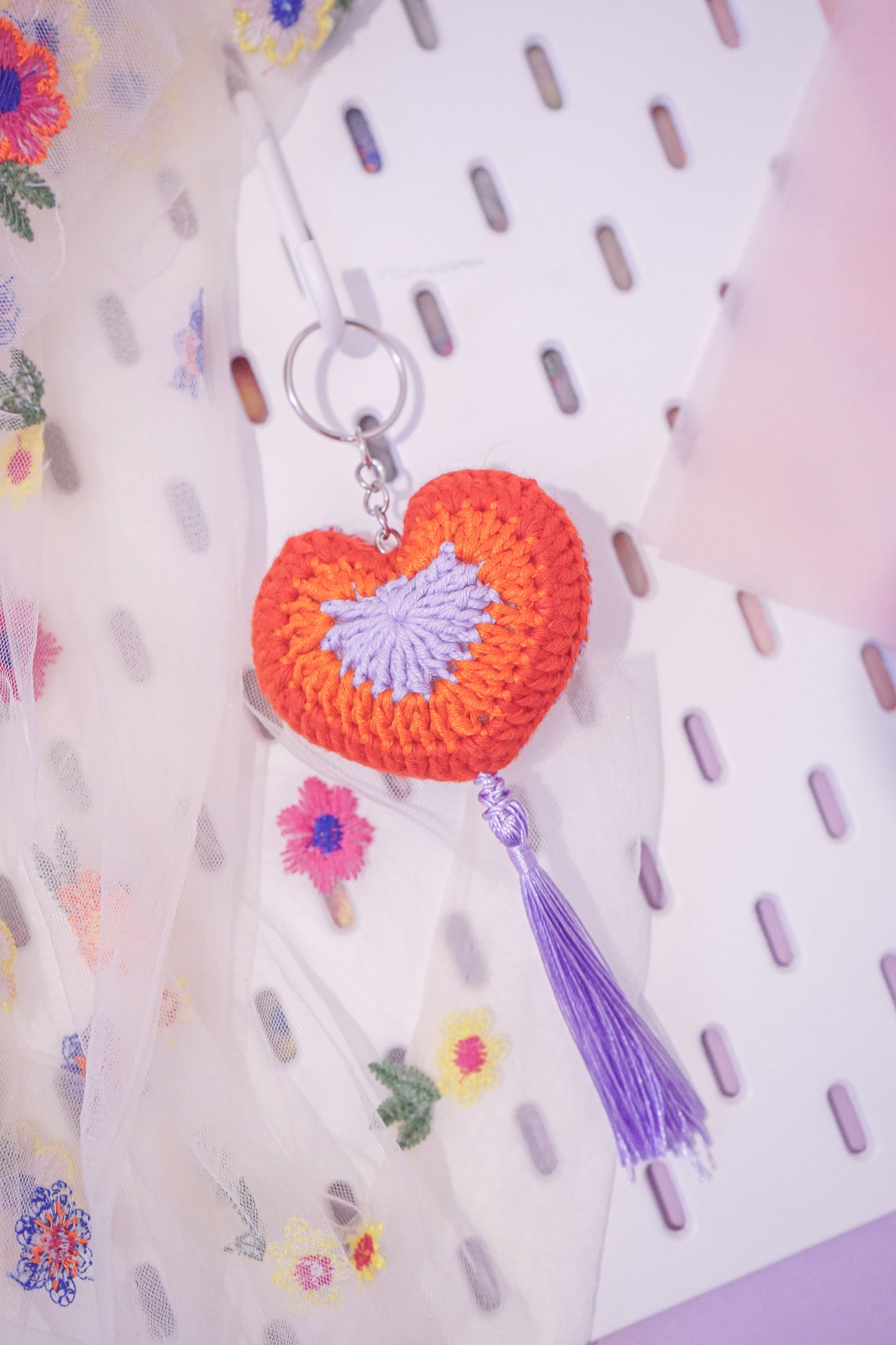 Lover Pink - Heart Granny Square Keychain
