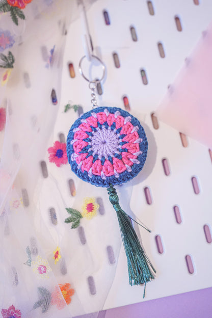 Flower and Circle Granny Square - Keychain