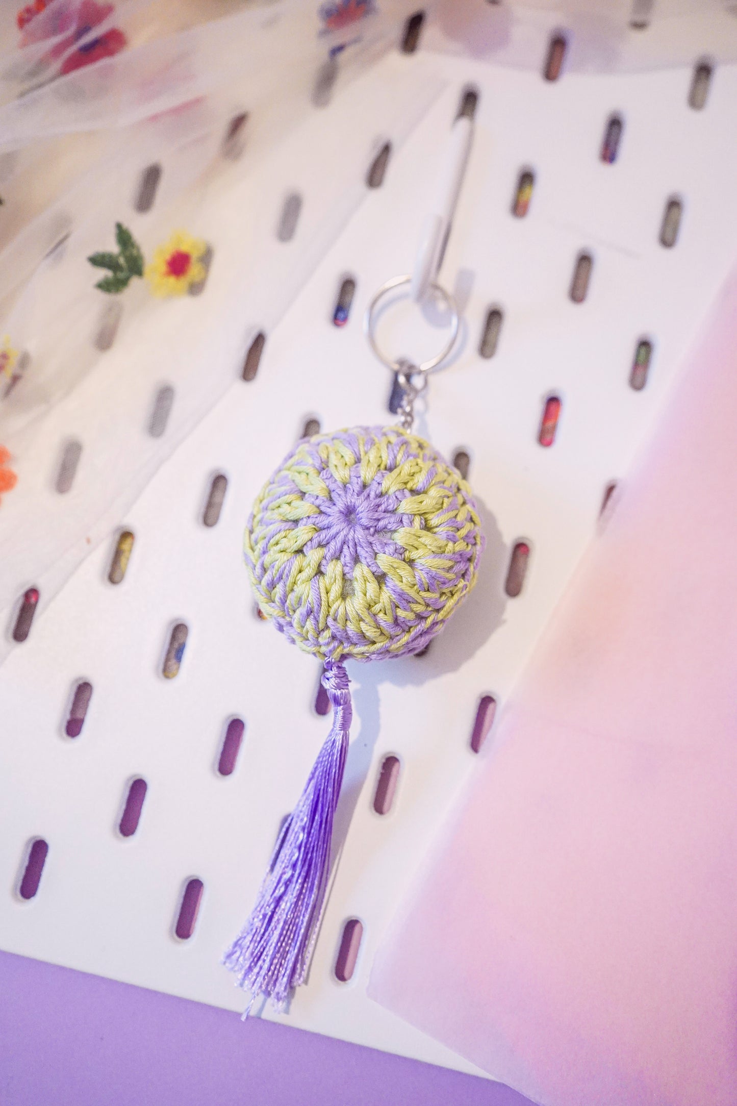 Lavender Garden - Granny Square Keychain